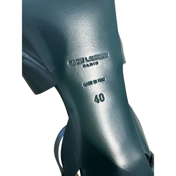 Saint Laurent Tribute Dark Leaf Green Leather Platform High Heel Sandals EU 40 - Picture 9 of 11